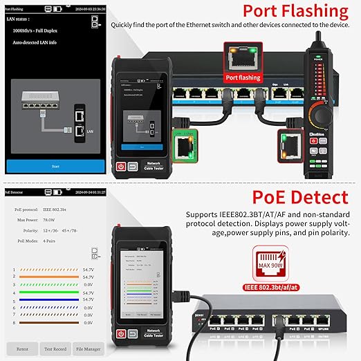 Multifunction RJ45 Network Caber Tester, Rechargeable Ethernet Cable Tracer - Image 5
