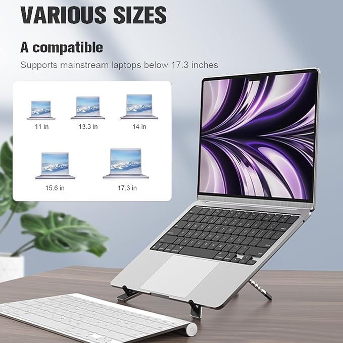 Junfire Foldable Laptop Stand for 17.3 inch, Aluminum Stable Ergonomic Laptop - Image 6