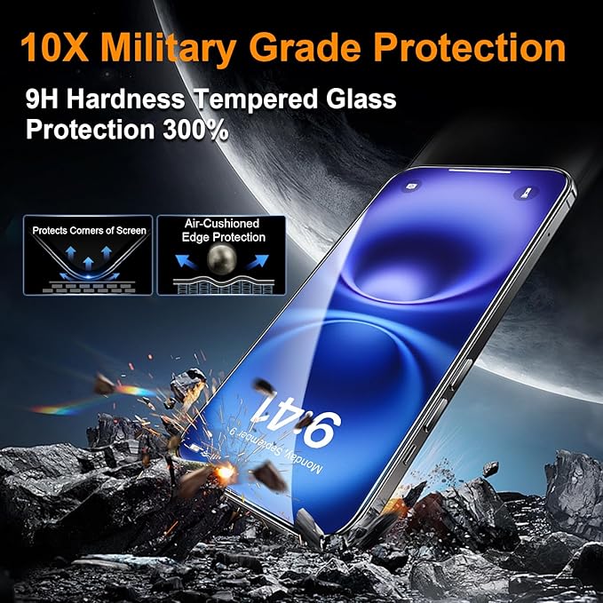 OneFish Screen Protector Glass for iPhone 16e/13/13PRO/14, 9H Glass Scratch - Image 3