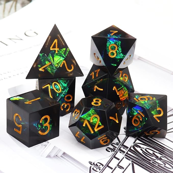 Haxtec DND Dice Set Black Sharp Edge Resin Dice - Image 4
