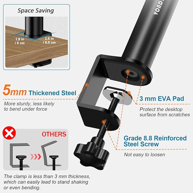 Set of 2 Studio Monitor Stands Desktop Clamp Speaker Stands Against The Wall - Image 6