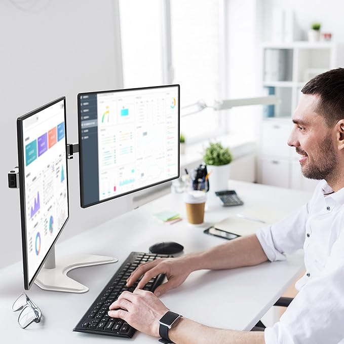 WALI Dual Monitor Stand, Free Standing Desk Mount - Image 4