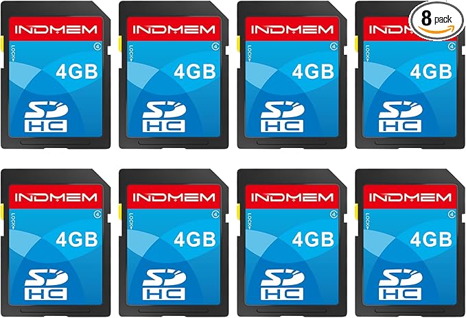 INDMEM SD Card 4GB, 8 Packs Class 4 4GB Flash Memory Card MLC Standard Secure by READYXIO