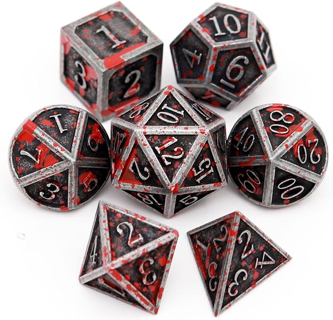 Haxtec Bloodstained Metal DND Dice Set Blood Polyhedral D&D Dice Compatible by HaxtecDice