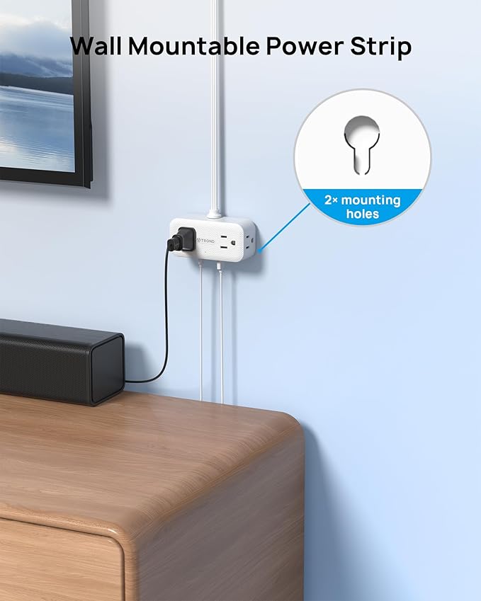 TROND 360° Rotating Flat Plug Power Strip, 5FT Extension Cord - Image 7