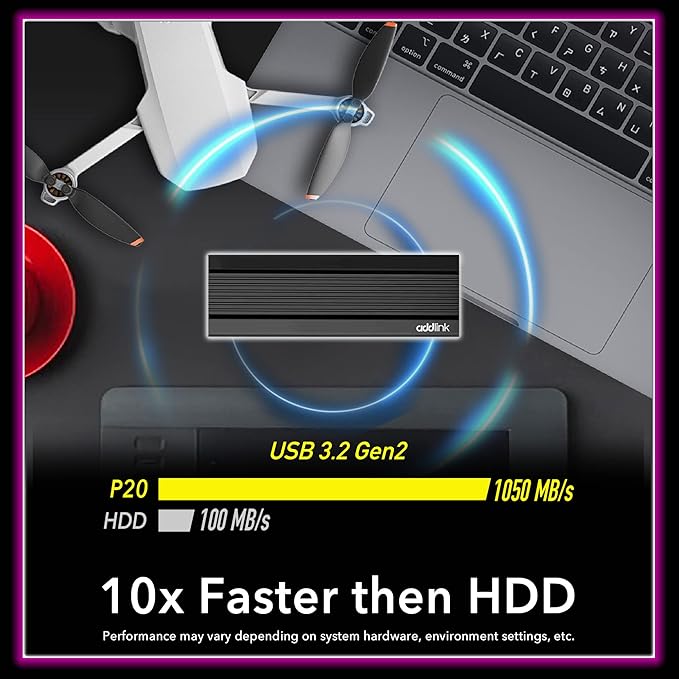 Addlink External Portable SSD 2TB P20 USB 3.2 Gen2 up to 1050MB/s, 3D TLC USB C - Image 2
