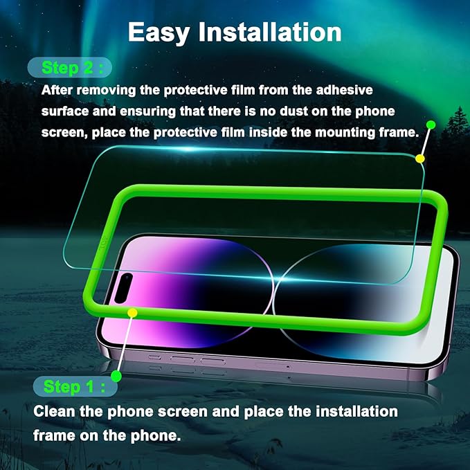 Blue Light Screen Protector for iPhone 14 Pro*2 Pack + 2 Pack Camera Lens - Image 5