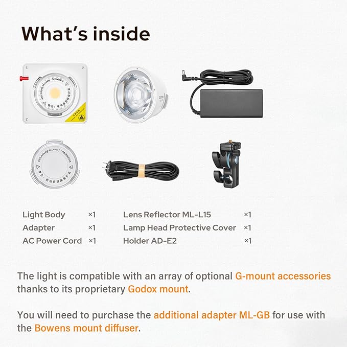 Godox ML100Bi 120W Bi-Color LED Video Light, 2800K-6500K COB Continuous Output - Image 6
