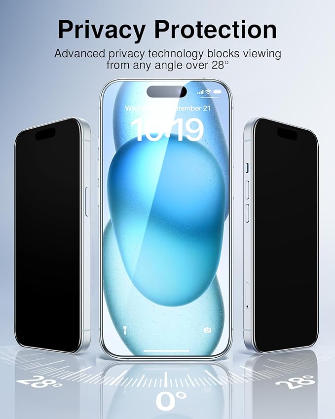 SMARTDEVIL 2 Pack for iPhone 15 Privacy Screen Protector, Military Grade - Image 3