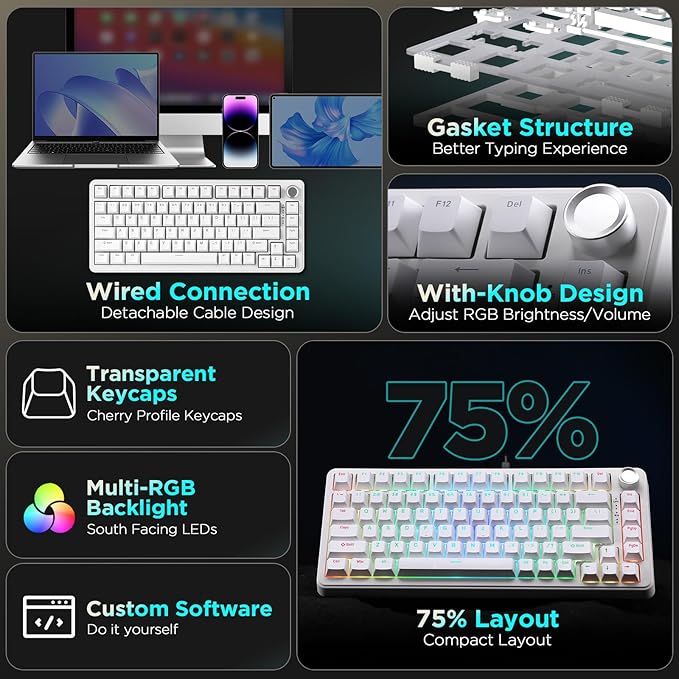 YUNZII B75 Mechanical Keyboard, 75% Layout - Image 2
