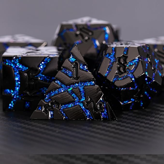 DND Crack Stripe Dice, Metallic Glitter Dice Set - Image 3