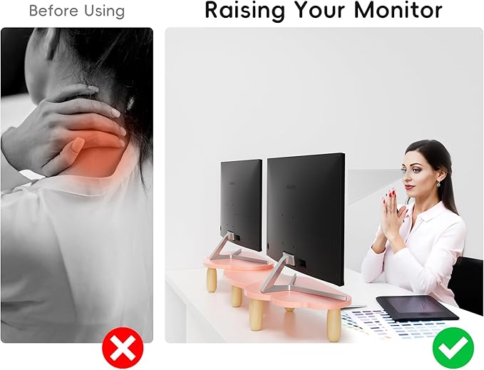 Dual Monitor Stand Riser, Adjustable Rainbow Cloud Desktop Organizer - Image 4