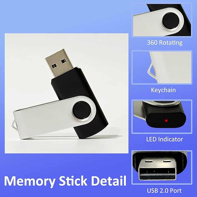 8GB USB Flash Drive 20 Pack Bulk USB Thumb Drive Swivel Zip Drive USB 2.0 Flash - Image 6