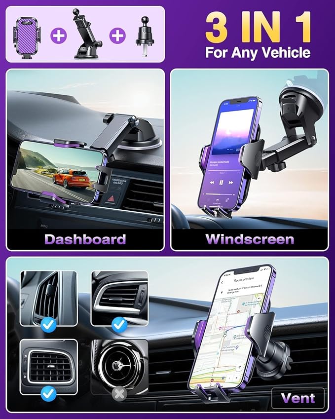 VANMASS True Military-Grade Car Phone Holder Strongest Suction & Clip Cell - Image 2