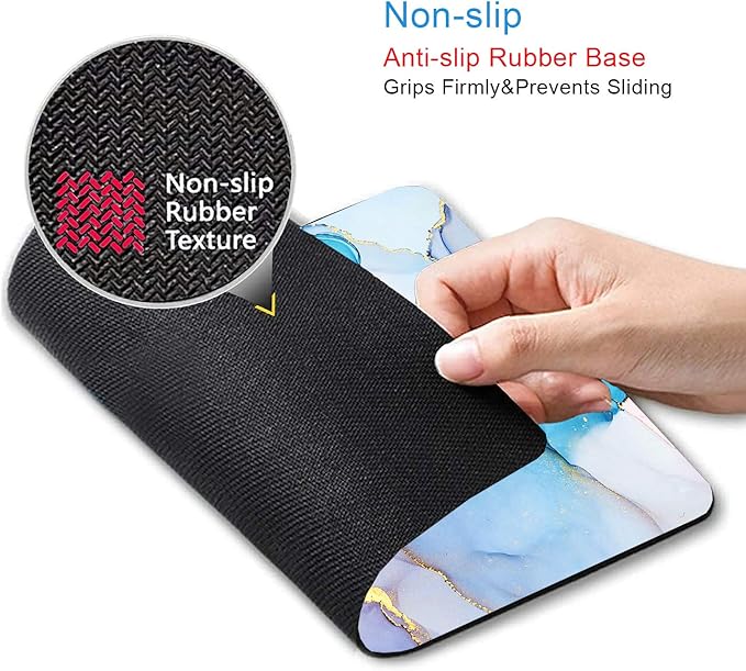 IMAYONDIA Blue Pink Ink Marble Mouse Mat, Custom Design Non-Slip Rubber Base - Image 3
