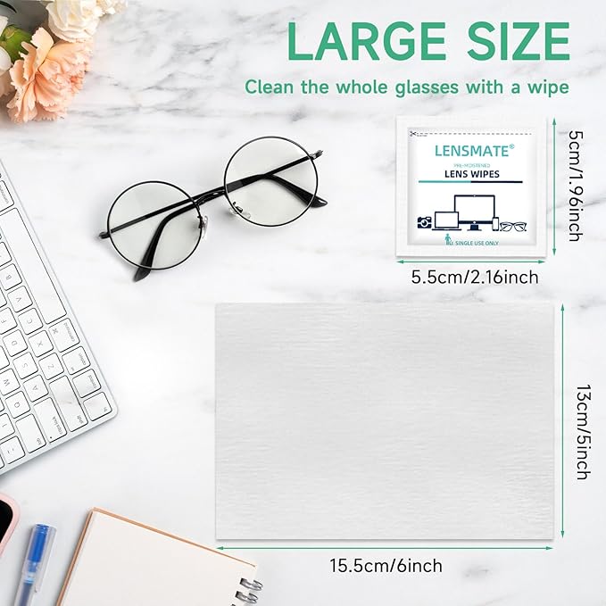 Lensmate 220 Count Lens Wipes for Eyeglasses, Pre-Moistened & Individually - Image 5