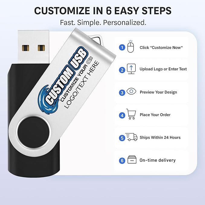 ABLAZE Custom Flash Drive 1GB 100 Pack, Personalized USB Drives Custom USB 2.0 - Image 6