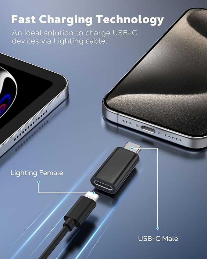 MoKo 4 Pack Lightning Female to USB C Male Adapter, USB-C Lightning Adapter - Image 3