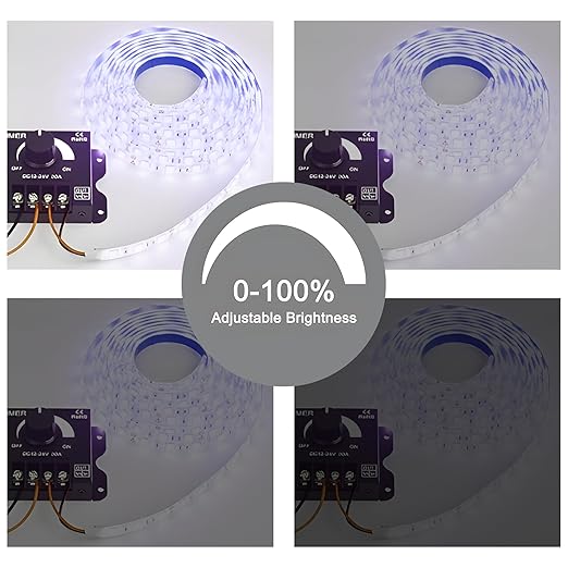 MAYWILLA LED Light Strip Dimmer Controller, DC 12V-24V 30A PWM Stepless Dimming - Image 7