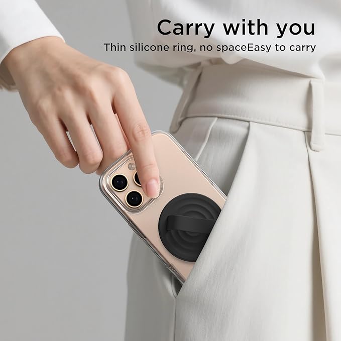 Magnetic Phone Ring Grip Holder, Silicone Finger Loop Grip, Compatible - Image 9