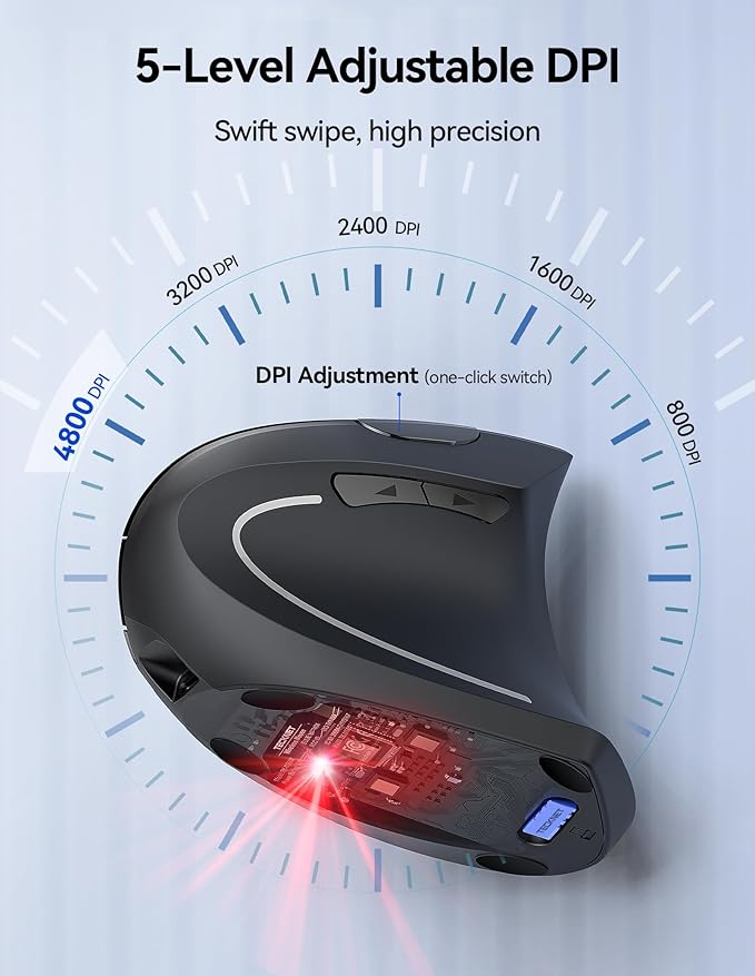 TECKNET Ergonomic Mouse Wireless, Rechargeable Mouse Wireless Silent - Image 6