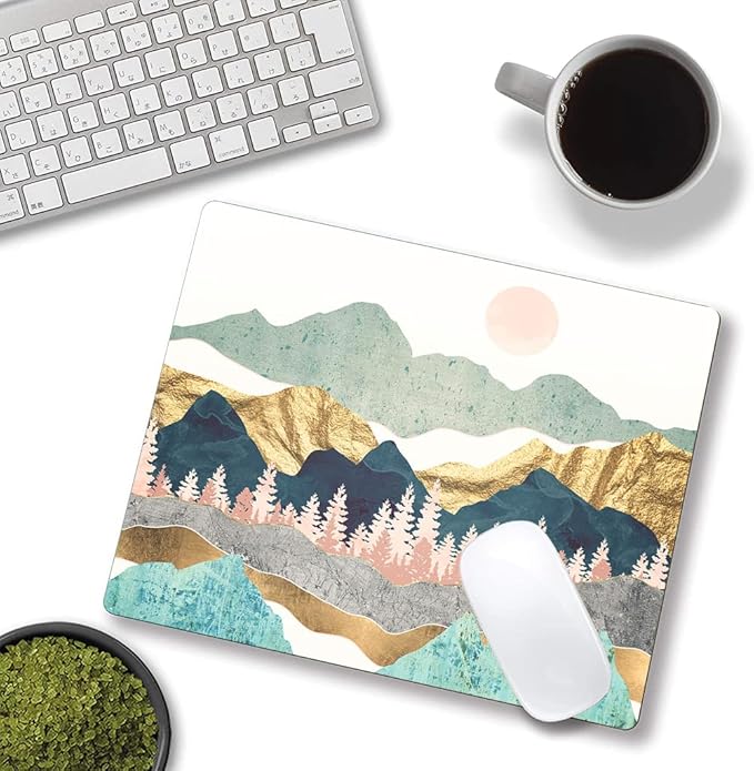 Mouse Pad, Abstract Mountain Mouse Pad, Washable Square Cloth Mousepad - Image 4