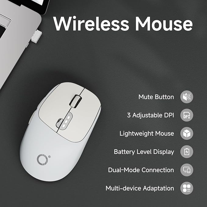 EWEADN Q5 Wireless Mouse, Battery Level Display, Ergonomic Office Mouse - Image 2