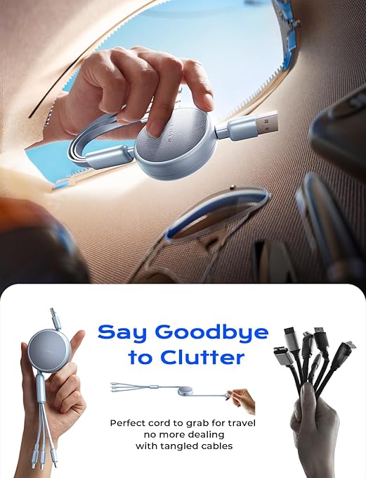 LISEN Multi Charging Cable 3 in 1 iPhone 16 Charger Cord, Retractable Car - Image 5