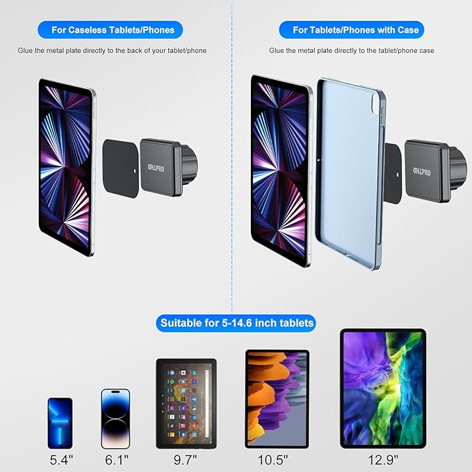 OHLPRO Magnetic Tablet Car Mount Holder, 360°Rotatable Drill Base iPad Wall - Image 5