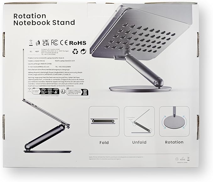 LULULOOK Laptop Stand for Desk 2025, 360 Rotating Adjustable Laptop Riser - Image 8