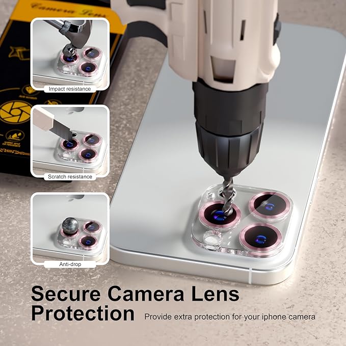 beuxece for 6 Pack iPhone 16 Pro/iPhone 16 Pro Max Camera Lens Protector 9H - Image 4