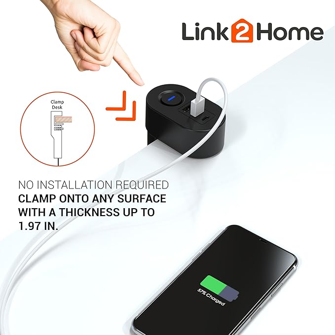 Link2Home Clamp-On Desk Power Strip - Image 5