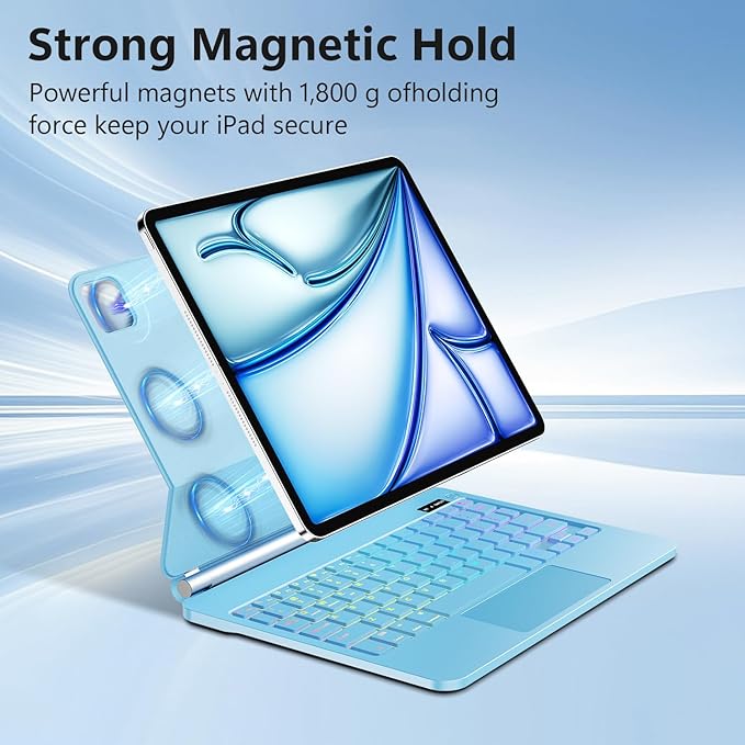 Keyboard Case for iPad Air 13 inch, iPad Pro 12.9 inch, Easy-Set Floating - Image 3
