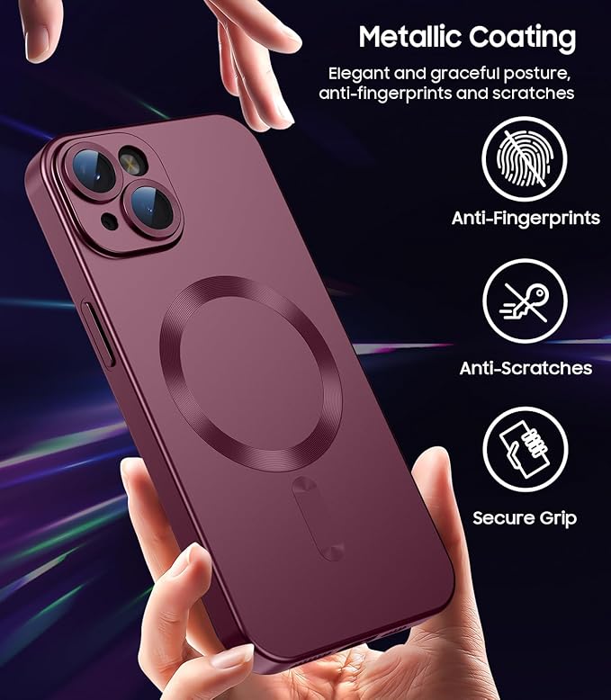 Magnetic for iPhone 14 Case Slim Soft Silicone Bumper Shockproof Metallic - Image 6