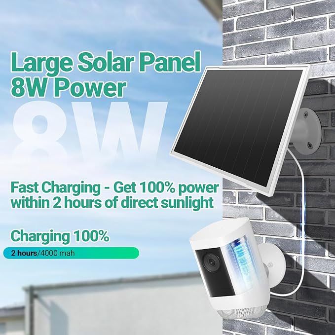 2-Pack Solar Panel Charger for Ring Camera, 8W High-Efficiency - Image 2