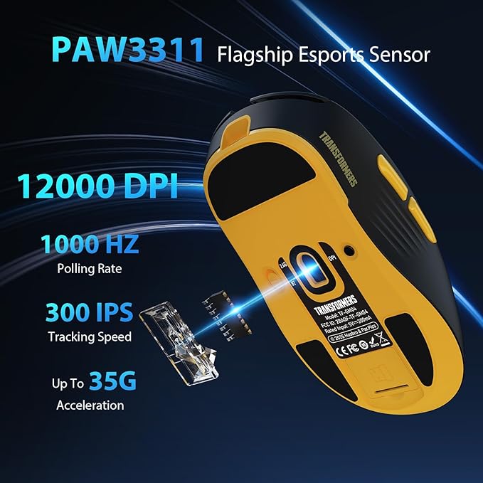 Transformers GM04 63g Lightweight Wireless Gaming Mouse, 12000 DPI, PAW3311 - Image 3