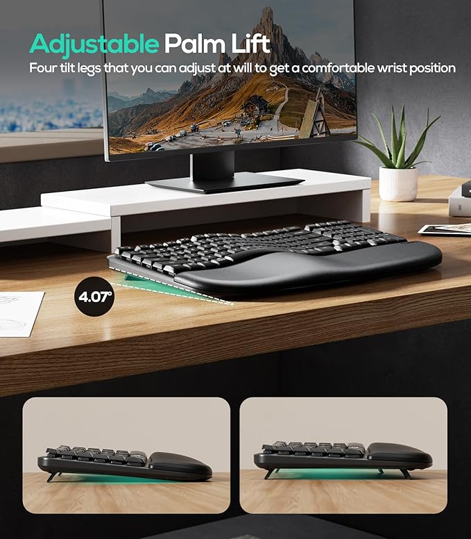 Nulea RT08 Wave Keys Wireless Ergonomic Keyboard - Image 5