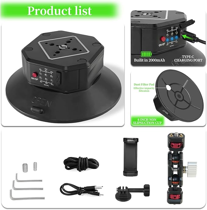 FIFIELD 6in Electric Auto Pump Suction Cup Camera Mount - Image 6