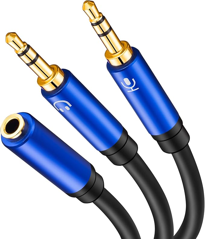 Tan QY Headphone Splitter 5FT, 3.5mm Female to 2 Dual 3.5mm Male Headphone Mic - Image 2