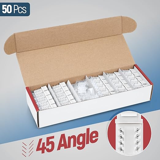 Everest 45° Angled RJ45 Cat6 Keystone Jacks 50-Pack in White - Image 2