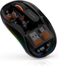 Bluetooth Wireless Mouse, Transparent RGB Tri-Modes Mouse, USB-C Receiver Ideal by JUHOO