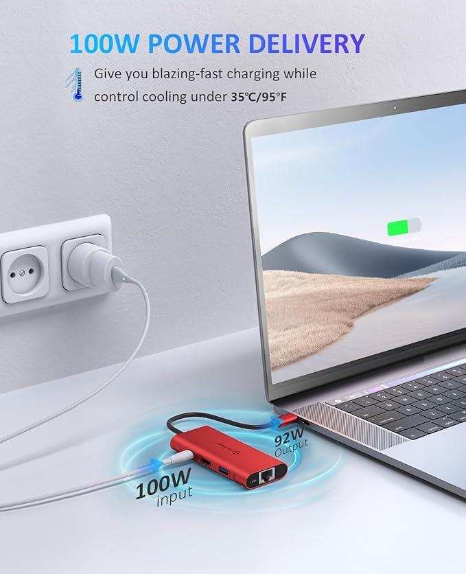 UtechSmart USB C Hub, Ethernet Multiport Adapter 6 in 1 USB C to HDMI Dock - Image 3