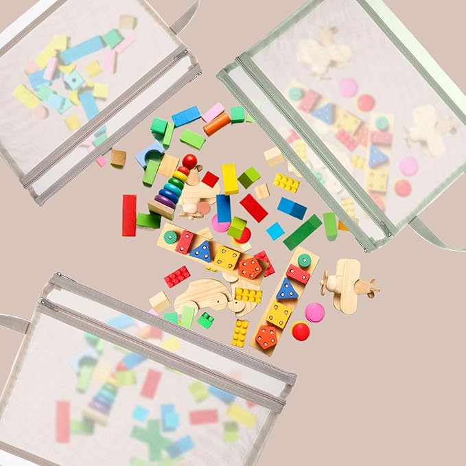 10 Pack Colored Mesh Zipper Pouch Bags, Double-Layer Nylon Puzzle Building - Image 5