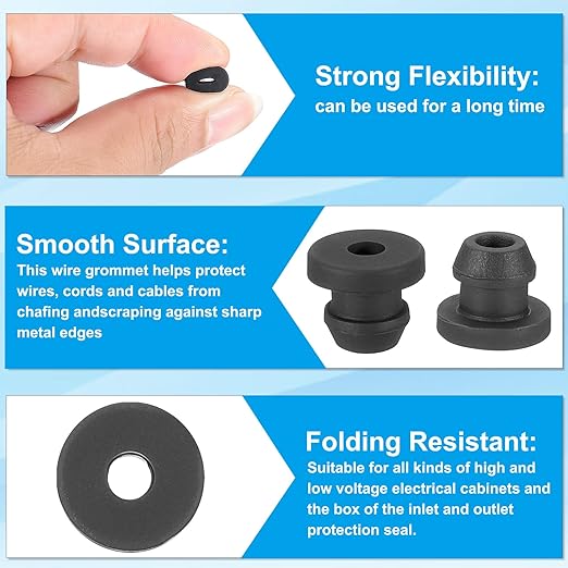 PATIKIL 6mm / 1/4 Inch Drill Hole, 1/8 Inch ID Rubber Grommets - Image 3