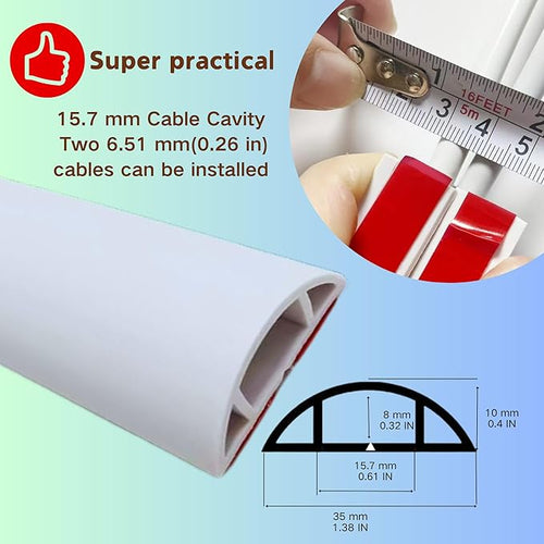 10ft Self Adhesive Floor Cord Cover, Cable Cavity:0.61" x 0.32", Heavy Duty - Image 2