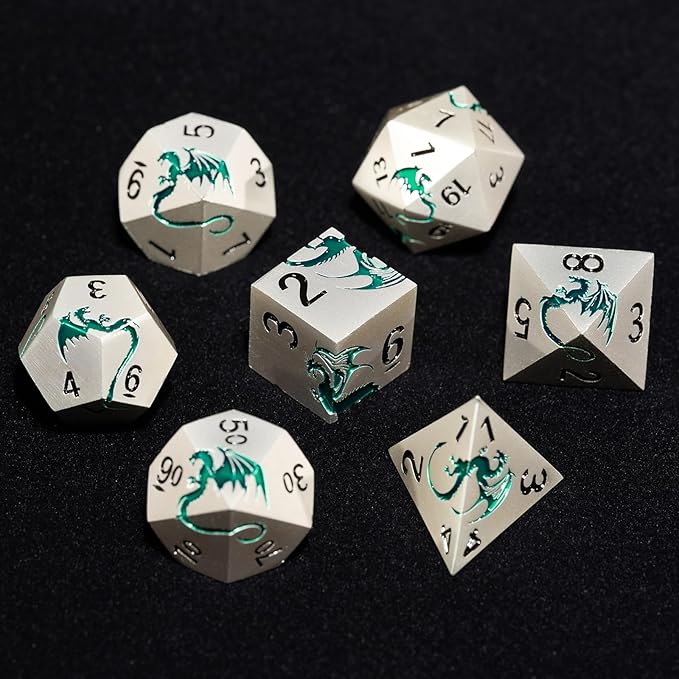 Metal DND Dice Set, Dungeons and Dragon TTRPG Role Playing Table Games - Image 3