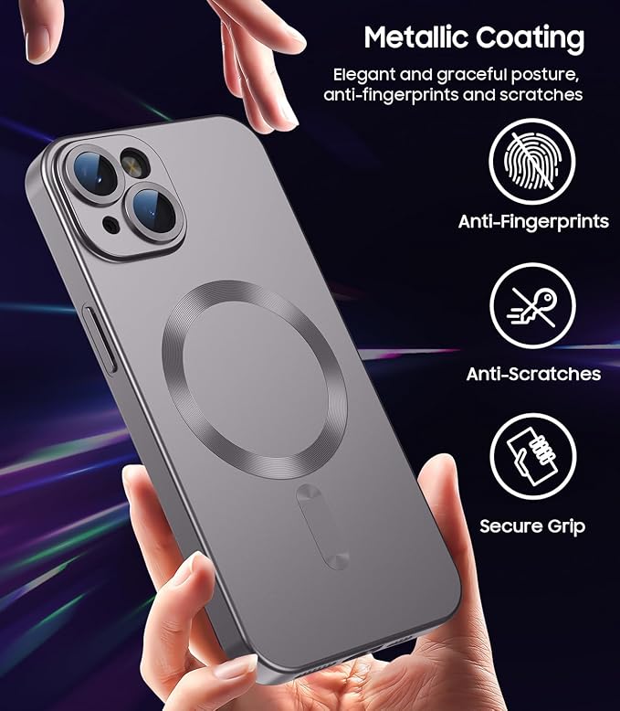 Magnetic for iPhone 14 Case Slim Soft Silicone Bumper Shockproof Metallic - Image 5