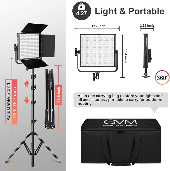 GVM RGB Video Lights with APP Control, 50W Full Color Studio Video Lighting Kit - Image 6