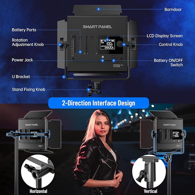 Mettlelite 2 Pack SPL210B Bi Color LED Video Light Kit - Image 6