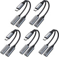 USB C Splitter, 1 in 2 Out Dual USB C Type Headphone and 60W PD Charger Audio by KINBOOFI